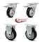 Service Caster 4 Inch Black Polyurethane Swivel Top Plate Caster Lock Brakes 2 Rigid SCC, 2PK SCC-TTL20S414-PPUB-BLK-2-R-2 - alternate 1